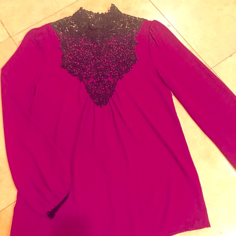 Crochet lace high neck blouse